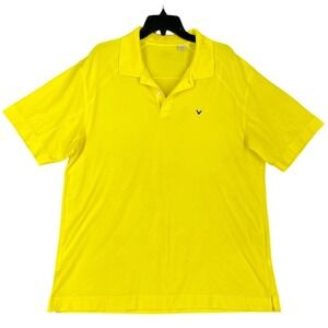 Callaway Opti-Dri Mens Large  Yellow Golf Polo Shirt C-Tech Moisture Wicking